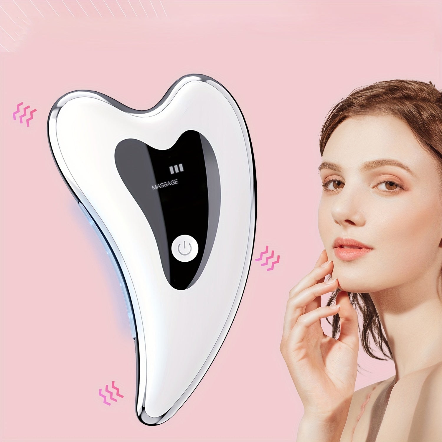 Rechargeable Electric Scraping Instrument, Face And Neck Massage Instrument, Multi-functional Beauty Instrument, Heating Facial Massager For Women
