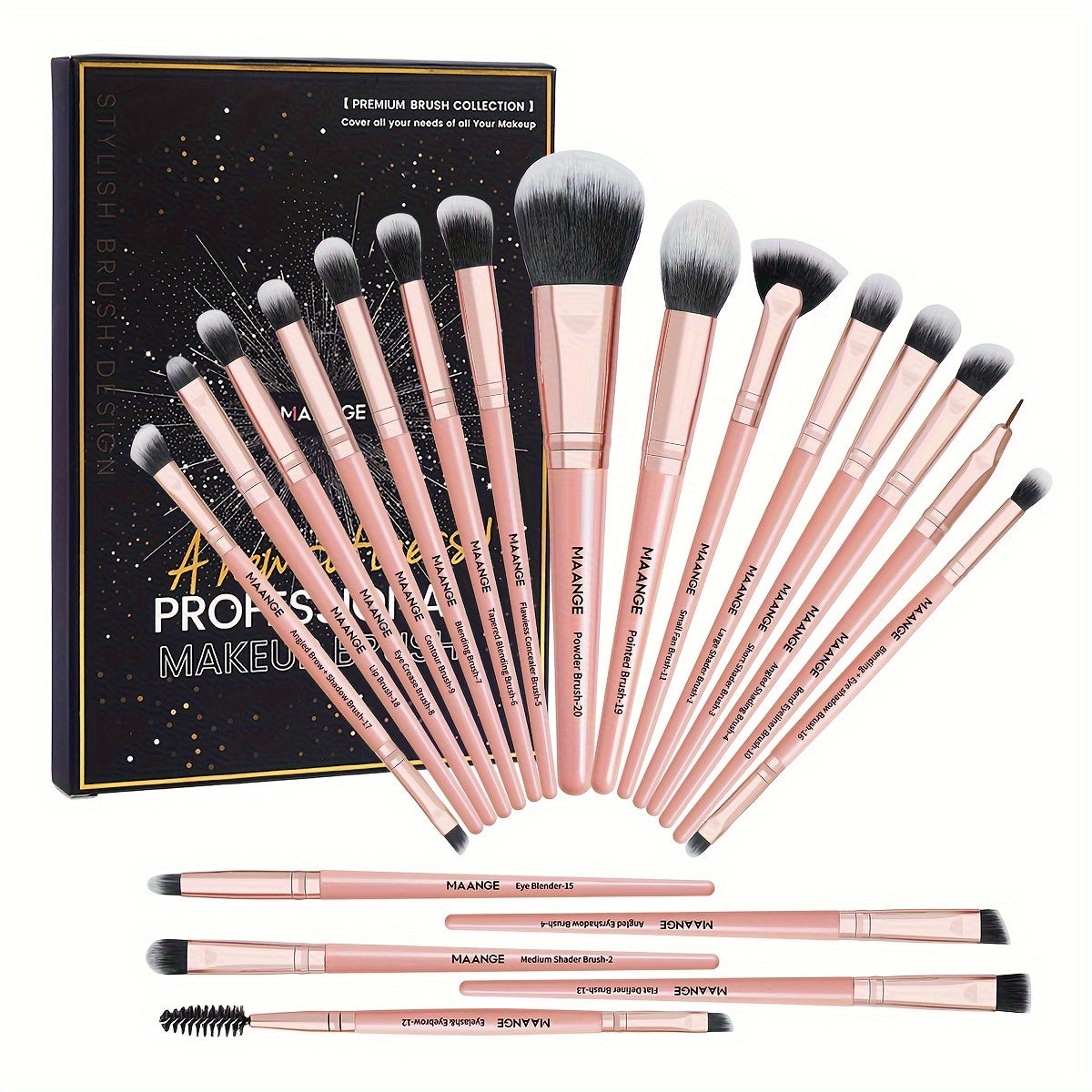 [Makeup Brushes Set 20 Pcs] Makeup Brushes Set 20 Pcs Makeup Brush Set, Premium Synthetic Powder Concealers Eye Shadows Eyeliner Make Up Brushes Full Beauty Maker Up Kit For Beginner Professional Makeup Artist