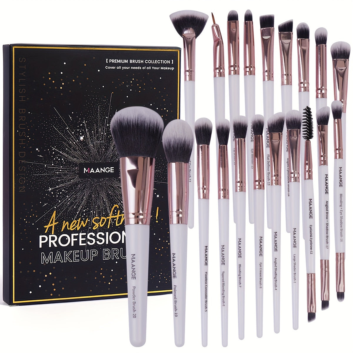 [Makeup Brushes Set 20 Pcs] Makeup Brushes Set 20 Pcs Makeup Brush Set, Premium Synthetic Powder Concealers Eye Shadows Eyeliner Make Up Brushes Full Beauty Maker Up Kit For Beginner Professional Makeup Artist
