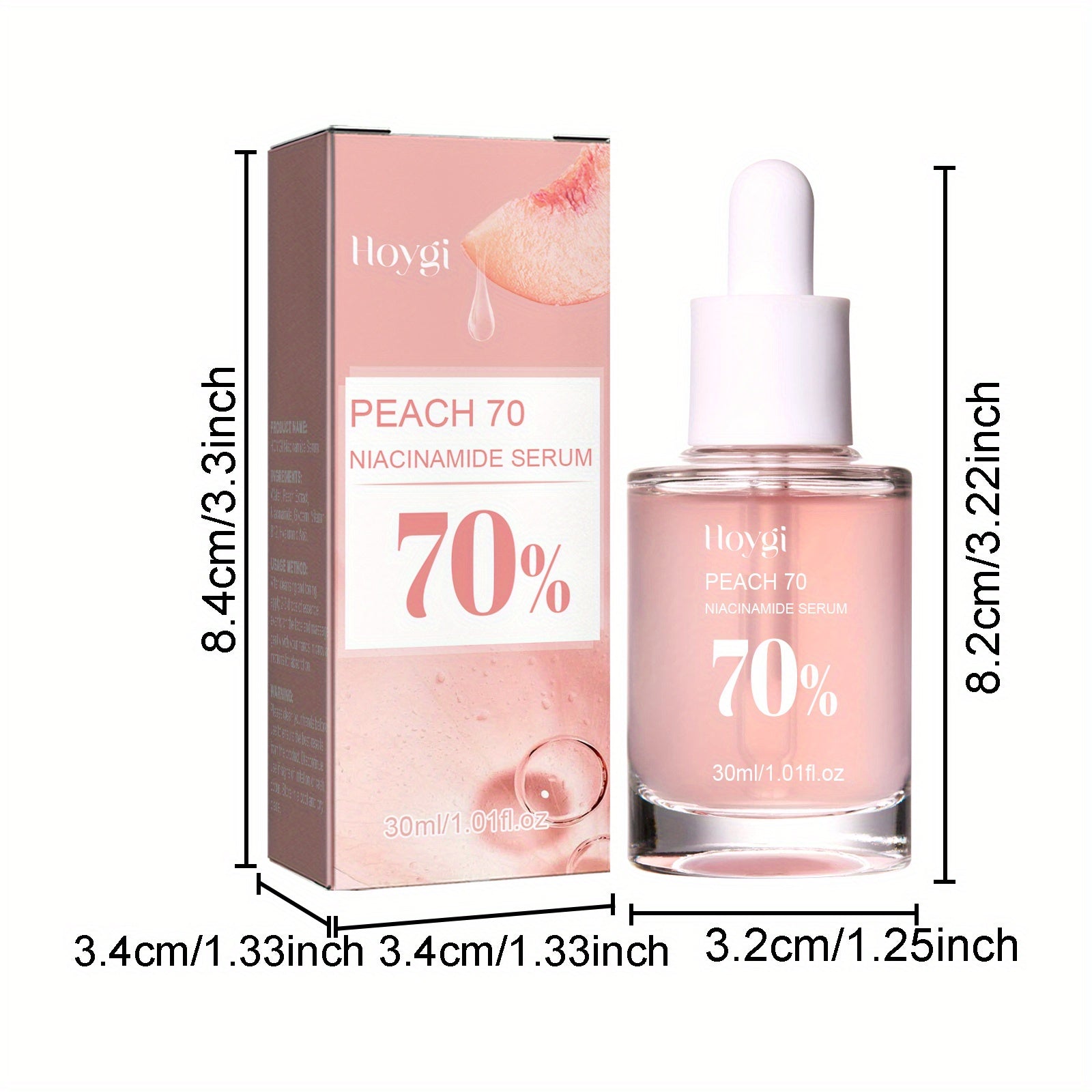 30ml Peach Glow Niacinamide Brightening Essence - Hydrates, Evens Skin Tone, and Plumps Fine Lines - With Peach Extract, Nicotinamide, and Glycerin, Daily Clean Beauty for Radiant Face