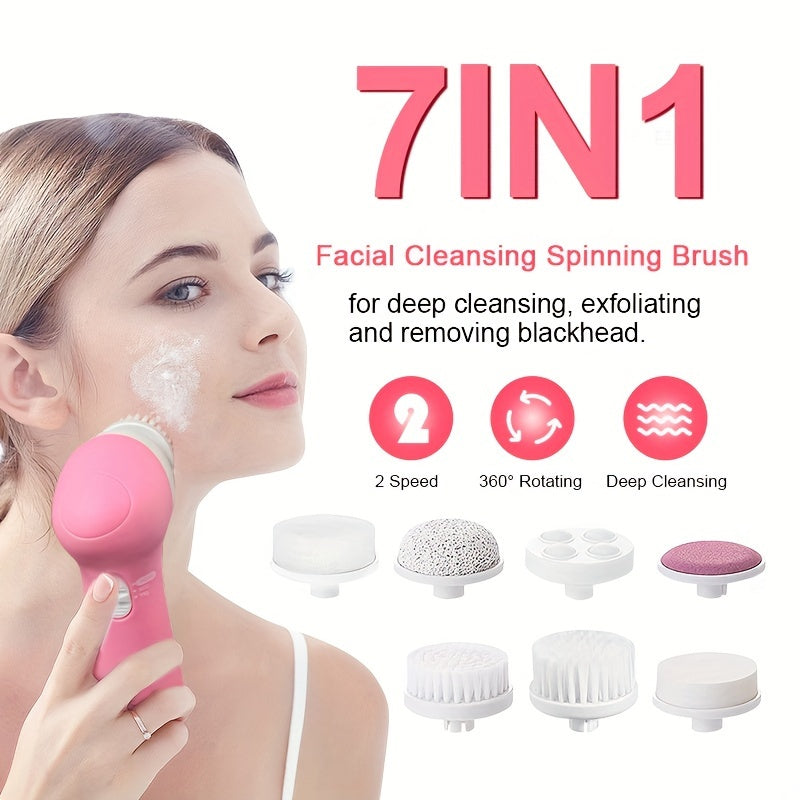 7-In-1 Electric Facial Cleansing Device Multifunctional Face Cleaner Facial Massager Beauty Washer Pore Cleaner