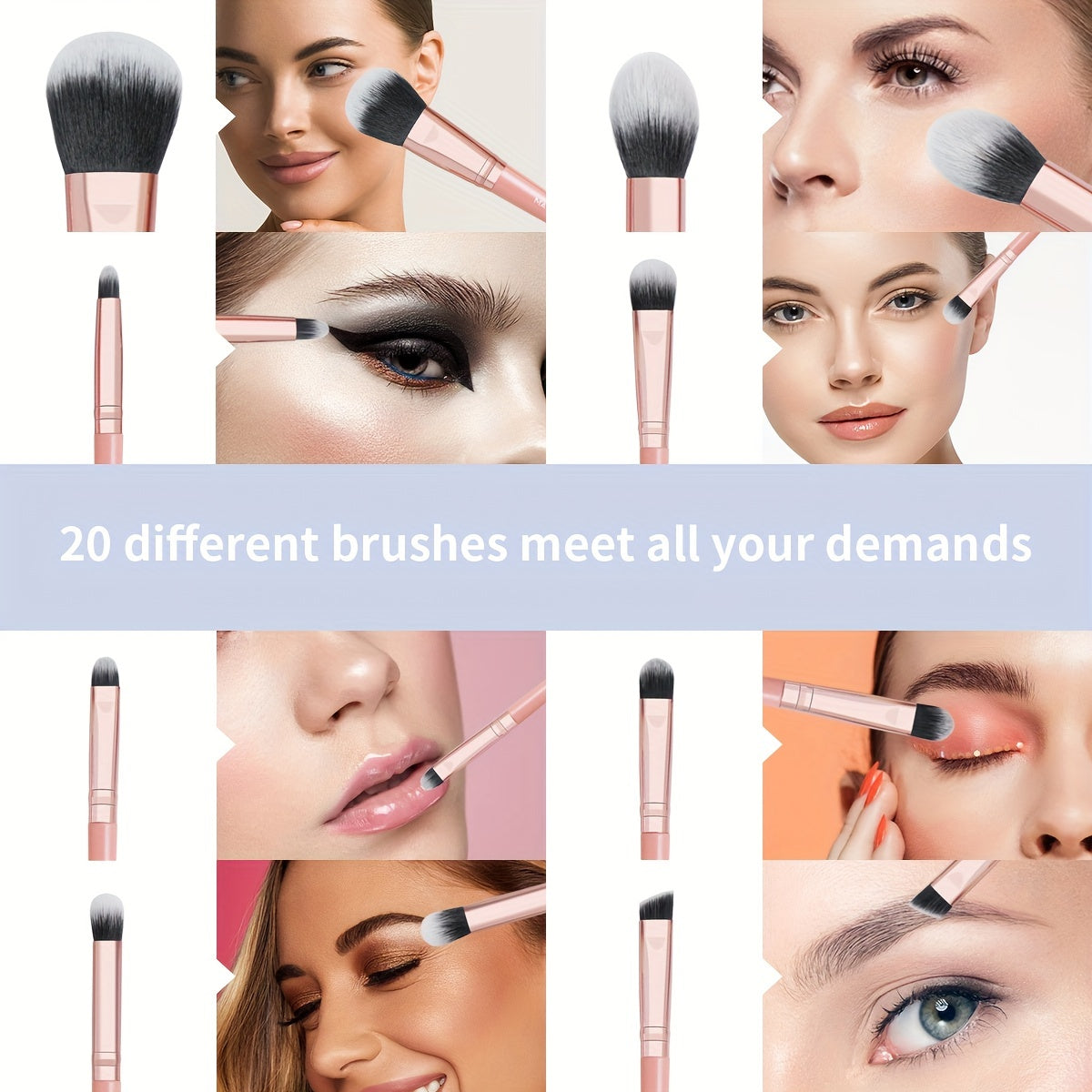 [Makeup Brushes Set 20 Pcs] Makeup Brushes Set 20 Pcs Makeup Brush Set, Premium Synthetic Powder Concealers Eye Shadows Eyeliner Make Up Brushes Full Beauty Maker Up Kit For Beginner Professional Makeup Artist