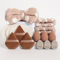 15-Piece Makeup Tool Set - 1 Bow Headband & 2 Wrist Bands, 3 Beauty Sponges & 3 Mini Makeup Sponges, 3 Triangle Powder Puffs & 3 Facial Cleansing Sponges - Suitable For All Skin Types