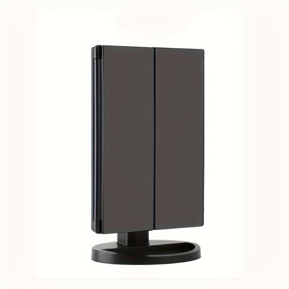 1pc Tri-folded Table Makeup Mirror - Standing Mirror With Lights, Smart LED Cosmetic Mirror, Multi-Color Adjustable Mirror, Double Door Folding Refill Mirror, USB Rechargeable, Desktop Makeup Mirror - For Women & Girls - Perf