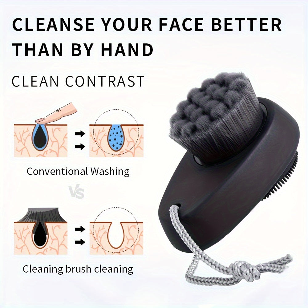 [2-in-1 Silicone Brush] 2-in-1 Dual-Sided Silicone Facial Cleansing Brush | Gentle Deep Pore Cleansing & Skincare Tool, Exfoliating Bristles, Soft Massage Tips, Travel-Friendly, Unscented, Ergonomic Design, Makeup Removal Too