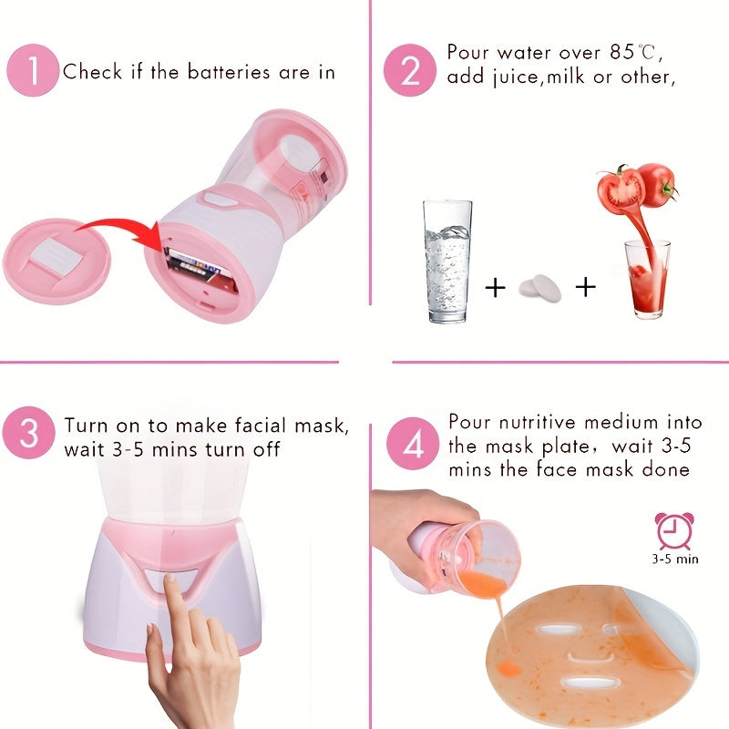 DIY Fruit and Vegetable Facial Mask Maker Machine, Hypoallergenic Home Spa Face Mask Beauty Tool, Battery Powered (Batteries Not Included), Anti-Wrinkle and Skin Rejuvenation Therapy