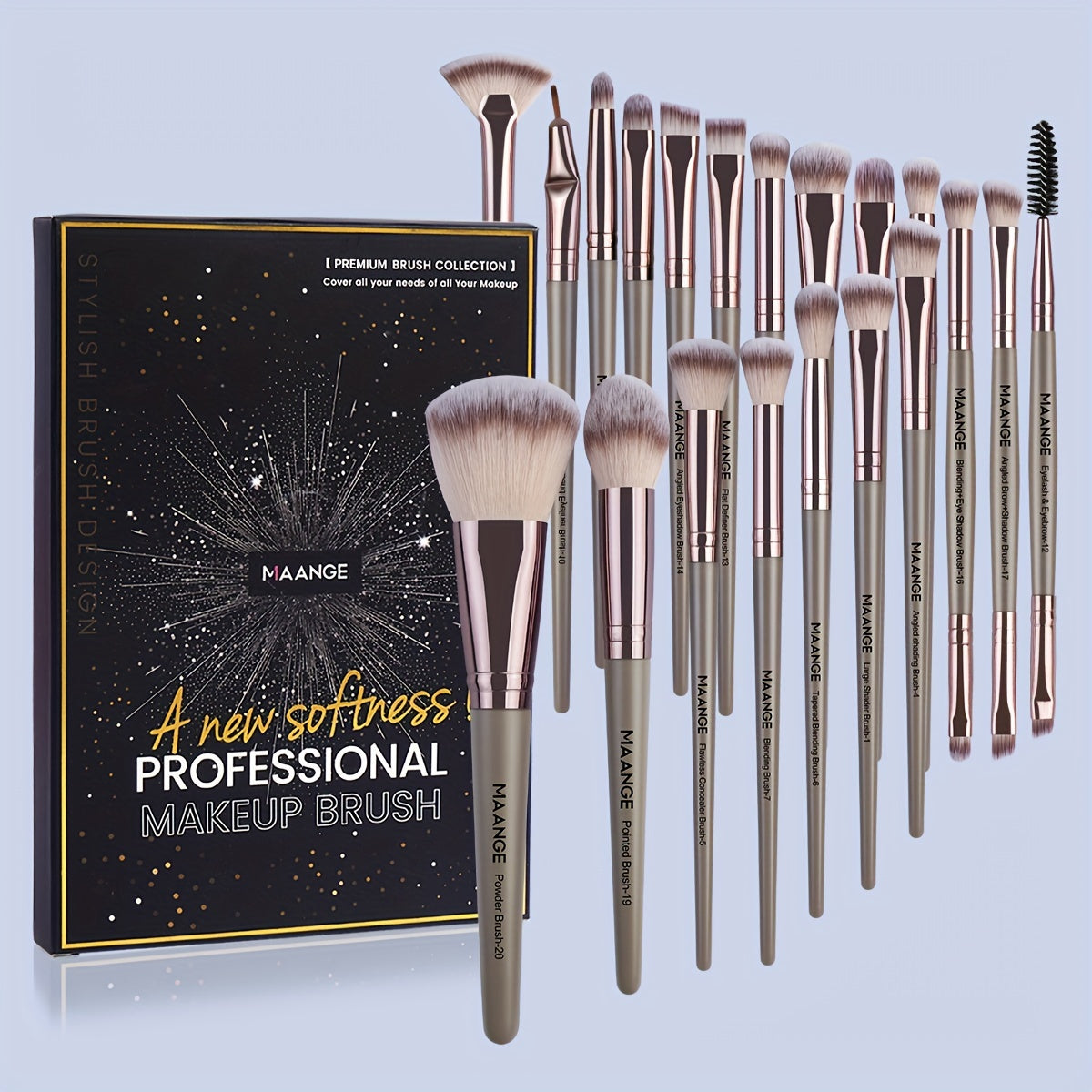 [Makeup Brushes Set 20 Pcs] Makeup Brushes Set 20 Pcs Makeup Brush Set, Premium Synthetic Powder Concealers Eye Shadows Eyeliner Make Up Brushes Full Beauty Maker Up Kit For Beginner Professional Makeup Artist