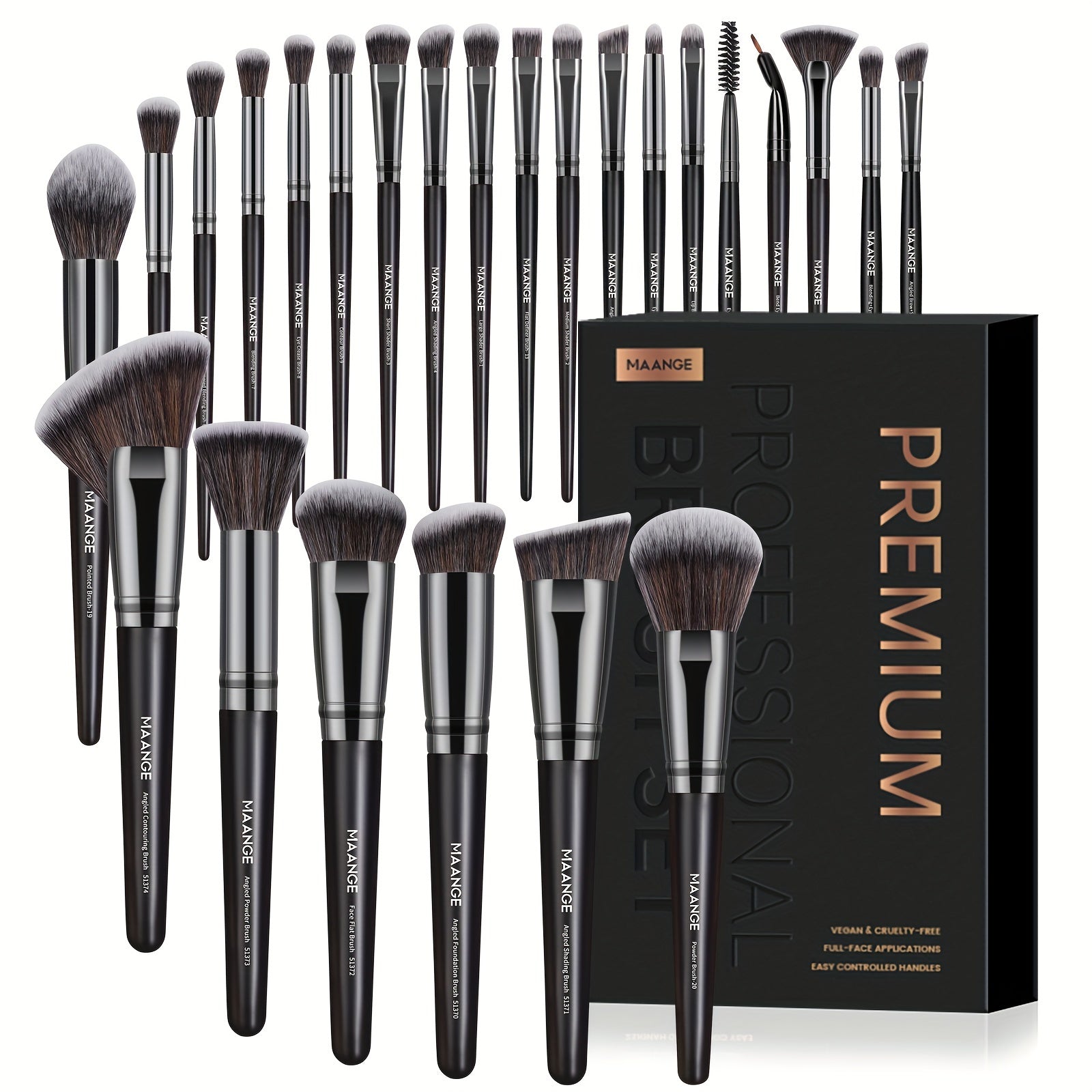 MAANGE • 25pcs Makeup Brush Set with a Paper Box • Including Blush, Foundation, Eyeshadow, And Concealer Brushes • A Complete Set of Professional Beauty Tools • Suitable for Beginners to Create Various Looks