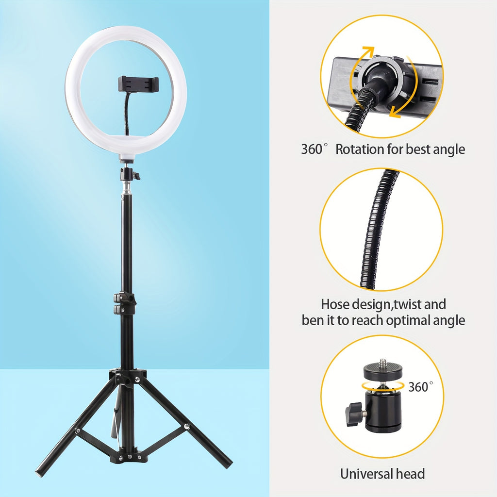 10.0-inch Circular Fill Light Set, Mobile Beauty Light, Live Streaming Light Selfie Circular Fill Light, Adjustable Desktop Tripod, Suitable For Hotel, Video, Photography, Selfie, Vlog, Makeup, Live Streaming Dimming LED Ring