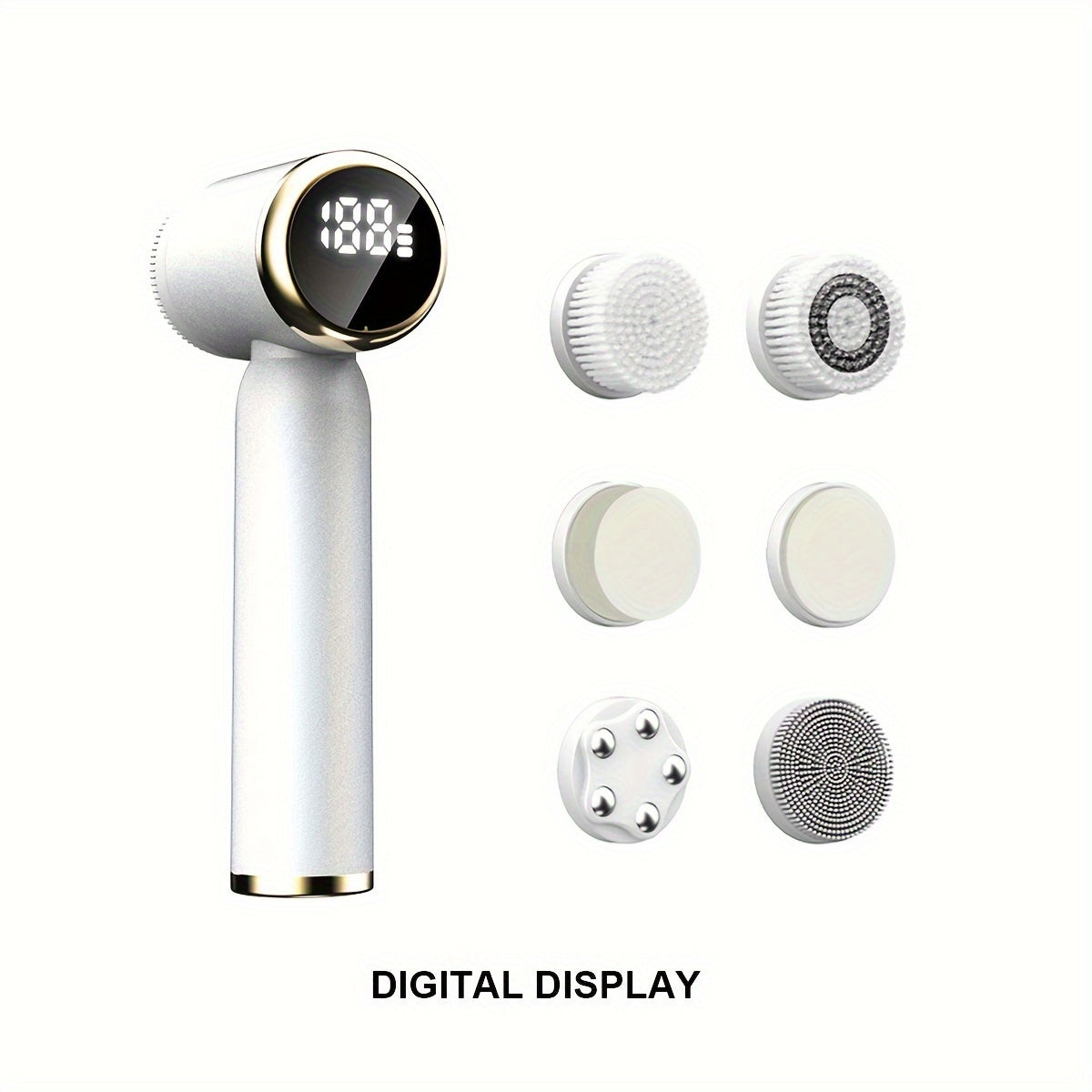 Beauty Electric LED Facial Cleansing Brush Set 6 In 1 (Cleansing/ Massage/ Exfoliation/ Importer) Must-have Daily Routine Wireless Charger Digital Display Facial Cleansing Brush, Mothers' Day Gift