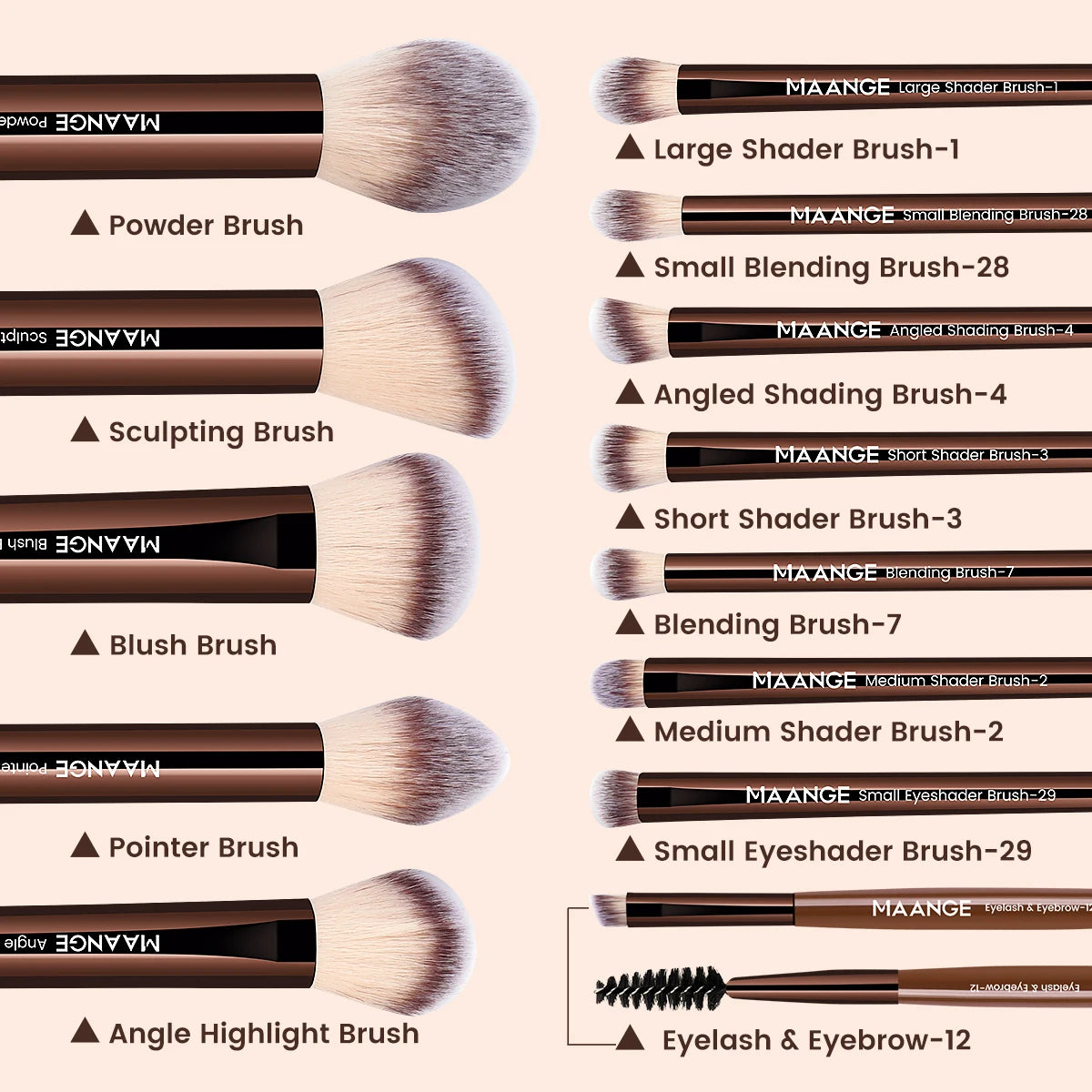 13pcs Makeup Brush Set Foundation Concealer Powder Eyeshadow Blush Brush Kabuki Blending Cosmetic Makeup Beauty Tool for Face