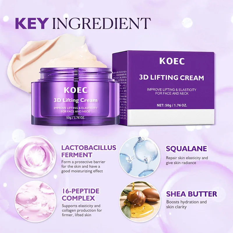 3D Face & Neck Lifting Cream,Skin Deep Hydration Firming Moisturizing Nourishing Anti-Aging,Improve Elasticity,Korean Skincare