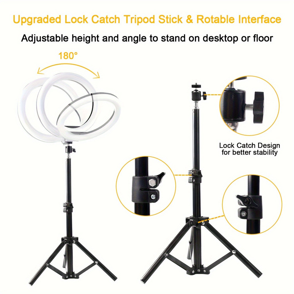 10.0-inch Circular Fill Light Set, Mobile Beauty Light, Live Streaming Light Selfie Circular Fill Light, Adjustable Desktop Tripod, Suitable For Hotel, Video, Photography, Selfie, Vlog, Makeup, Live Streaming Dimming LED Ring