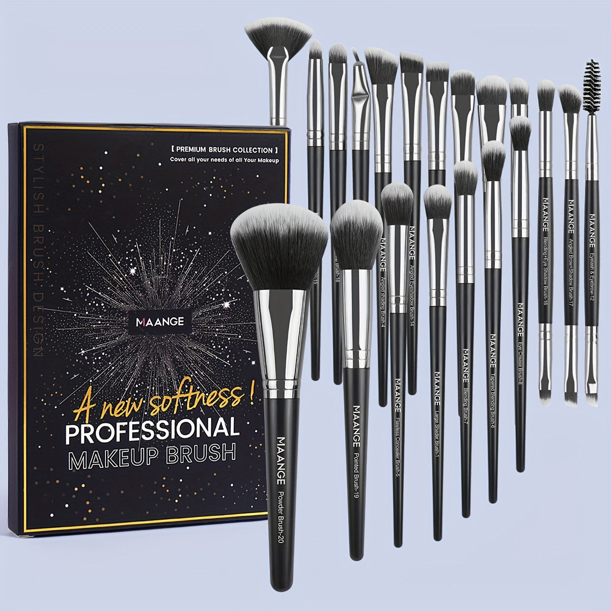 [Makeup Brushes Set 20 Pcs] Makeup Brushes Set 20 Pcs Makeup Brush Set, Premium Synthetic Powder Concealers Eye Shadows Eyeliner Make Up Brushes Full Beauty Maker Up Kit For Beginner Professional Makeup Artist