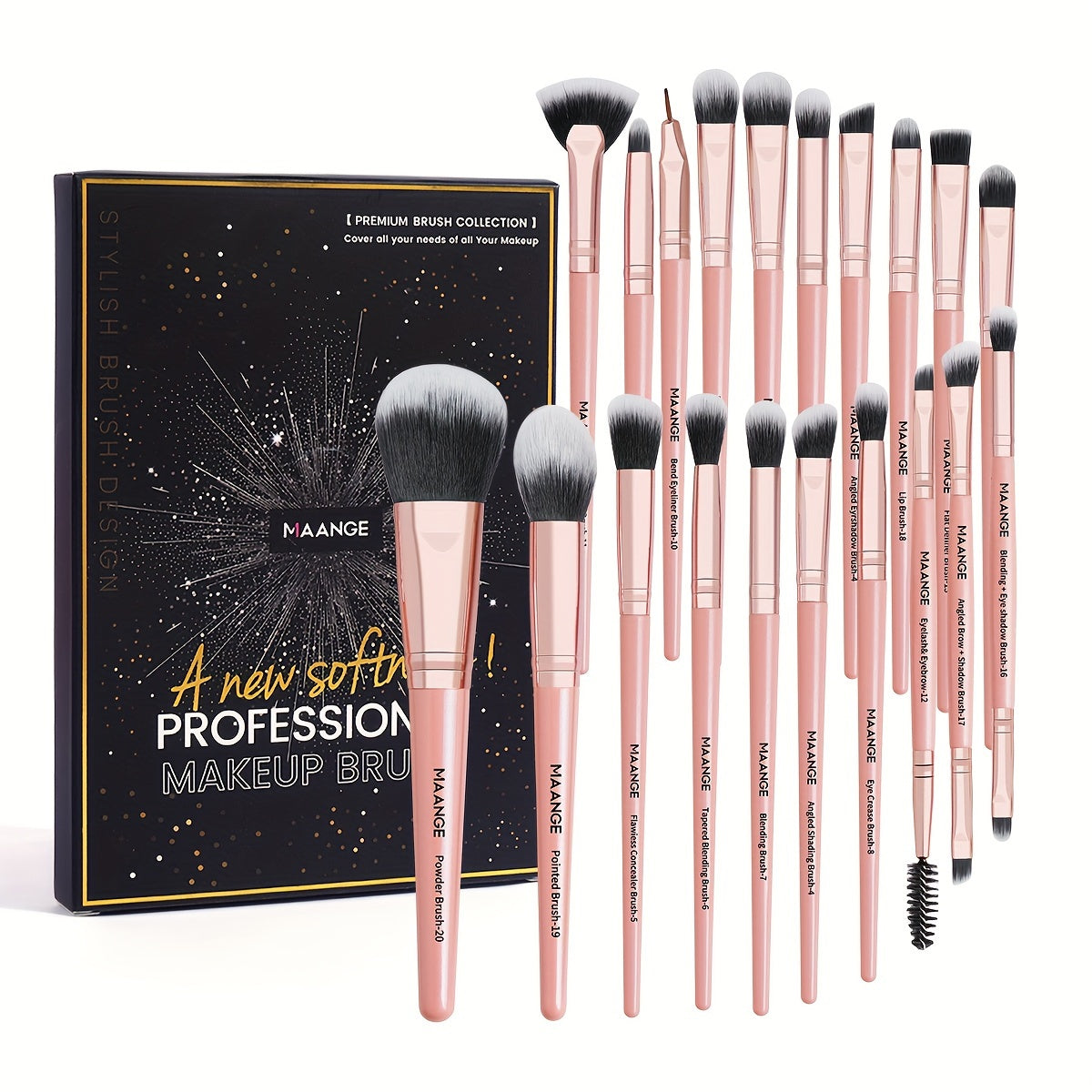 [Makeup Brushes Set 20 Pcs] Makeup Brushes Set 20 Pcs Makeup Brush Set, Premium Synthetic Powder Concealers Eye Shadows Eyeliner Make Up Brushes Full Beauty Maker Up Kit For Beginner Professional Makeup Artist