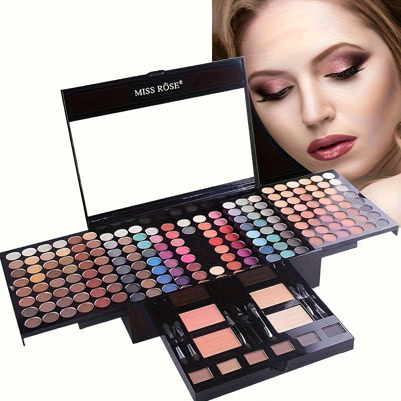 180-Color Piano Eyeshadow & Makeup Artistry Kit - Luxurious Blush, Contour, Foundation & Liquid Eyeliner Set - Portable, Smudge-Proof, Ideal Gift for Womens Beauty Collection