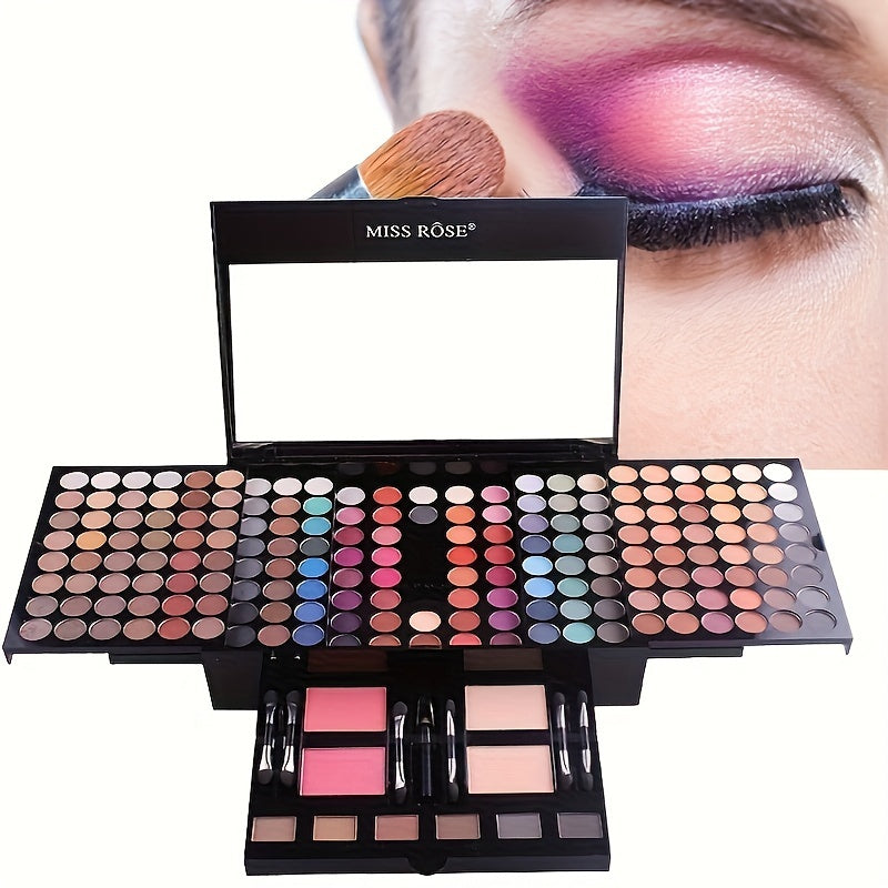 180-Color Piano Eyeshadow & Makeup Artistry Kit - Luxurious Blush, Contour, Foundation & Liquid Eyeliner Set - Portable, Smudge-Proof, Ideal Gift for Womens Beauty Collection