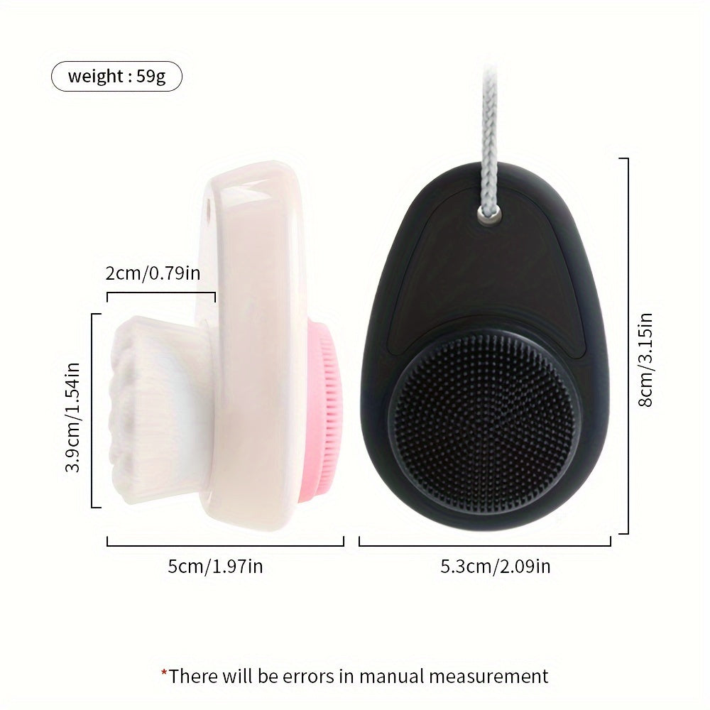 [2-in-1 Silicone Brush] 2-in-1 Dual-Sided Silicone Facial Cleansing Brush | Gentle Deep Pore Cleansing & Skincare Tool, Exfoliating Bristles, Soft Massage Tips, Travel-Friendly, Unscented, Ergonomic Design, Makeup Removal Too