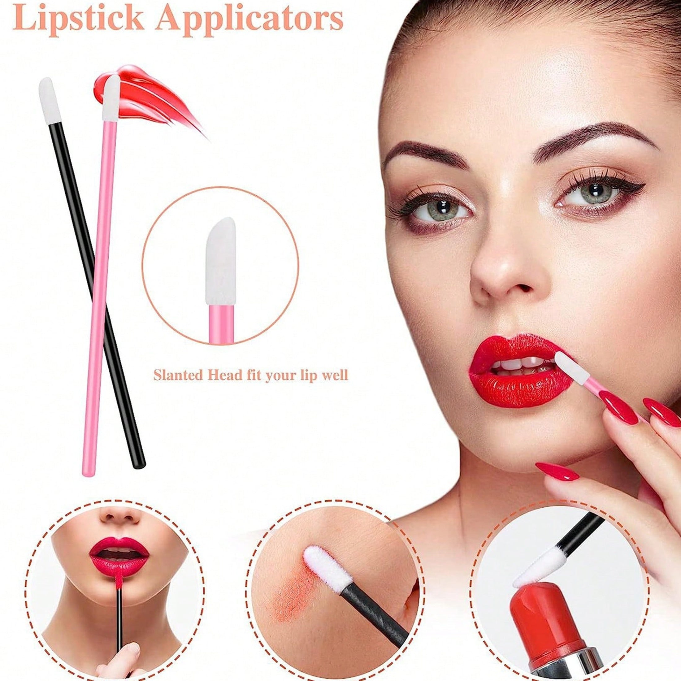 300pcs Disposable Makeup Tool Kit, 100pcs Lipstick Applicator Lip Stick 100pcs Mascara Eyelash Brush 50pcs Lip Liner Brush 50pcs Eyeshadow Brush 1 Portable Beauty Storage Box - Gift Set Mother's Day Gift