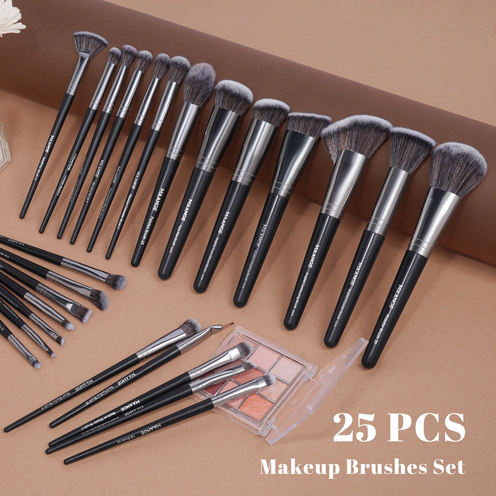 MAANGE • 25pcs Makeup Brush Set with a Paper Box • Including Blush, Foundation, Eyeshadow, And Concealer Brushes • A Complete Set of Professional Beauty Tools • Suitable for Beginners to Create Various Looks