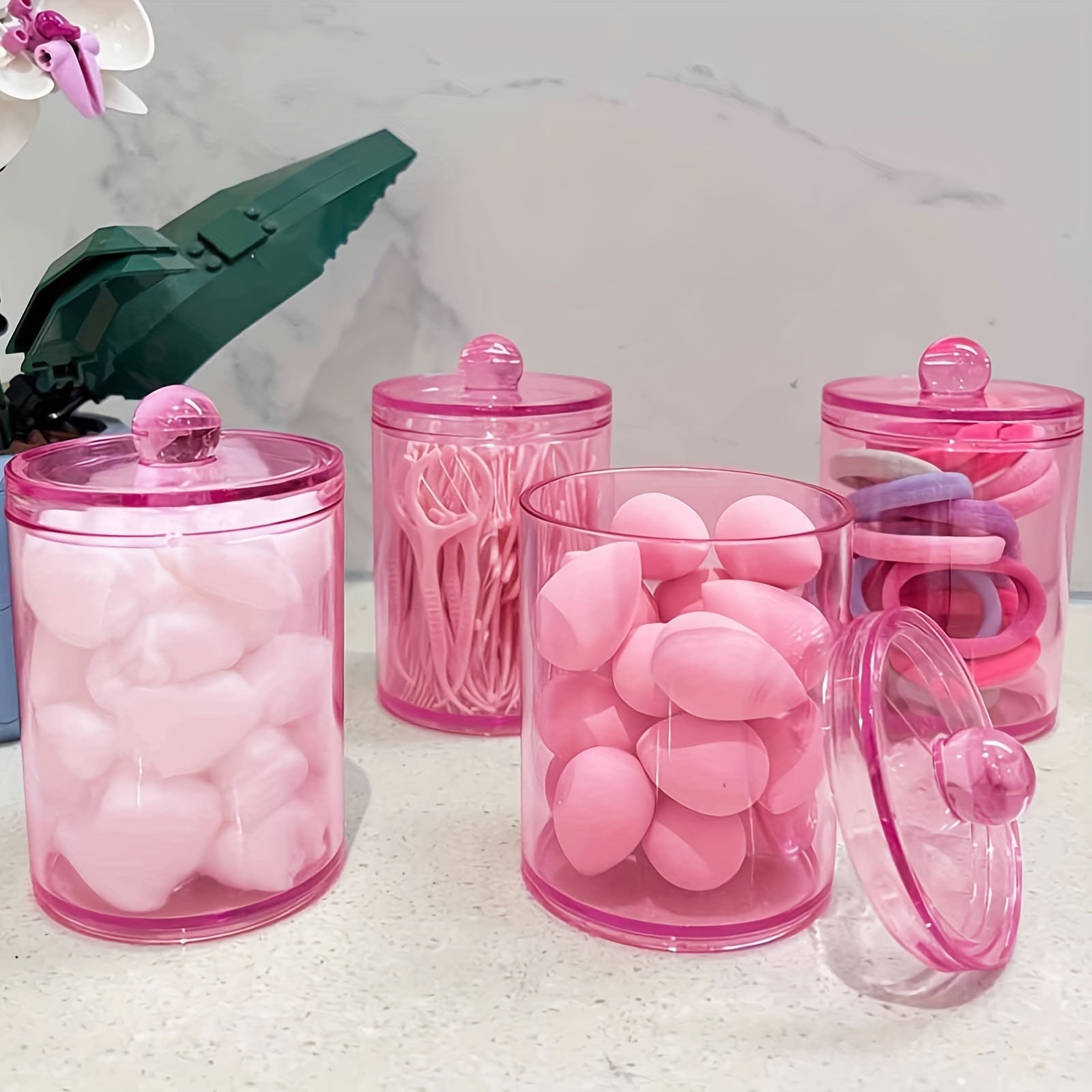 Airtight Plastic Swab Holder with Dustproof Lid - Multipurpose Storage Jar for Swabs, Jewelry & Beauty Tools - Compact Organizer for Vanity, Desk, Bathroom, Home, Dorm - Stylish & Space-Saving, 1/2/3/4pcs